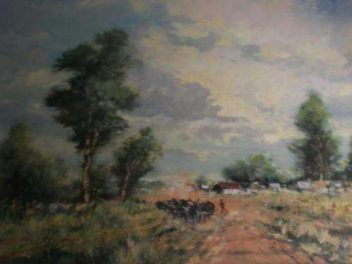 FRANCOIS BADENHORST OIL ON BOARD FRAMED. SIZE 90 X 60CM W/O FRAME