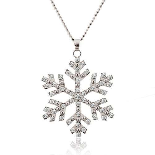 CLEAR RHINESTONE SNOWFLAKE GIRLS NECKLACE