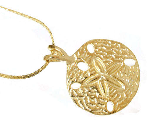 Stunning 18ct GP Sand dollar shell and 60cm chain