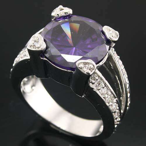 R30.00 START!!!! GORGEOUS Simulated Amethyst & Diamond ring - Size 8