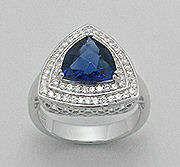 DAZZLING SOLID SILVER SAPPHIRE RING - SIZE 6(M)