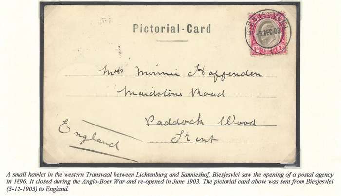 Transvaal Postal Agencies/Post Offices: BIESJESVLEI.