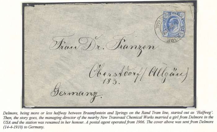 Transvaal Postal Agencies/Post Offices: DELMORE.