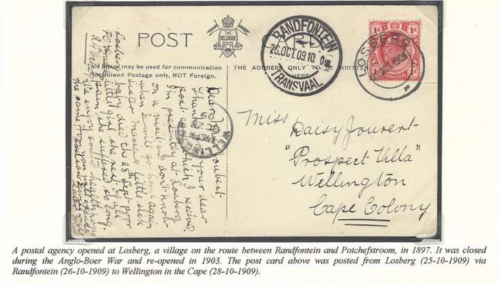 Transvaal Postal Agencies/Post Offices: LOSBERG. See below.