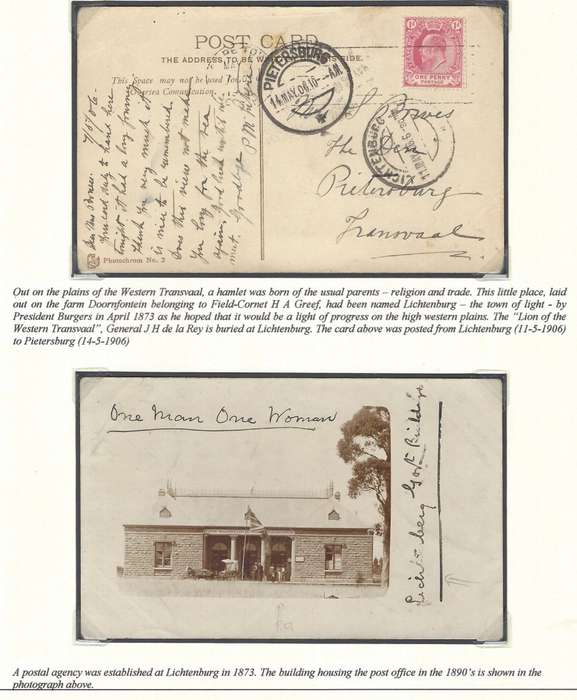 Transvaal LICHTENBURG - 2 cards. See below.