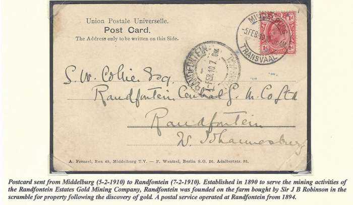 Transvaal RANDFONTEIN to "MIDDELBURG / TRANSVAAL".