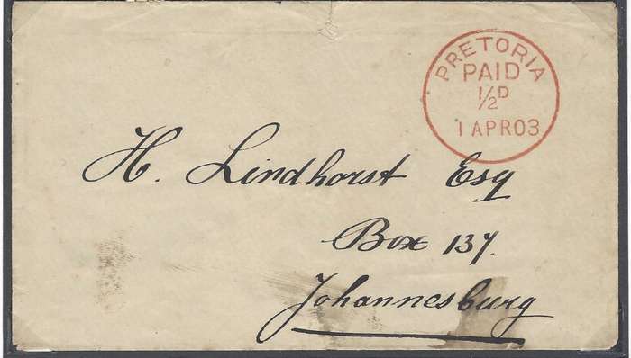 Transvaal Unrecorded PRETORIA PAID with day, month, year cds.