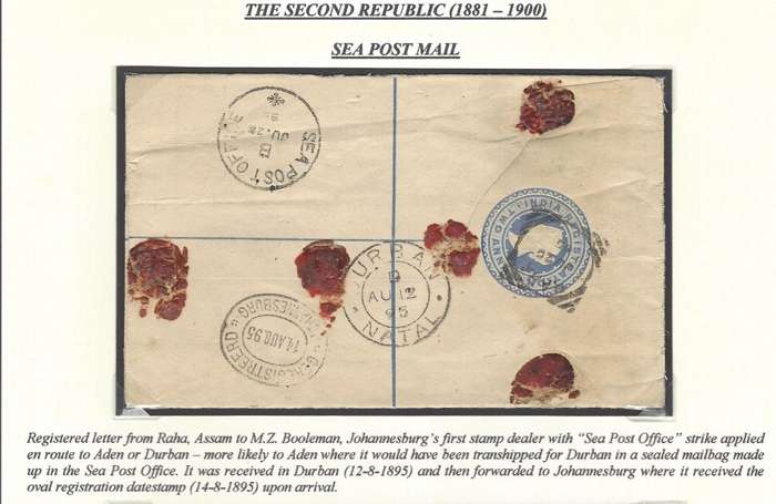 Transvaal Rarity: 1895 SEA POST cover as featured in Mathews' TRANSVAAL PHILATELY.