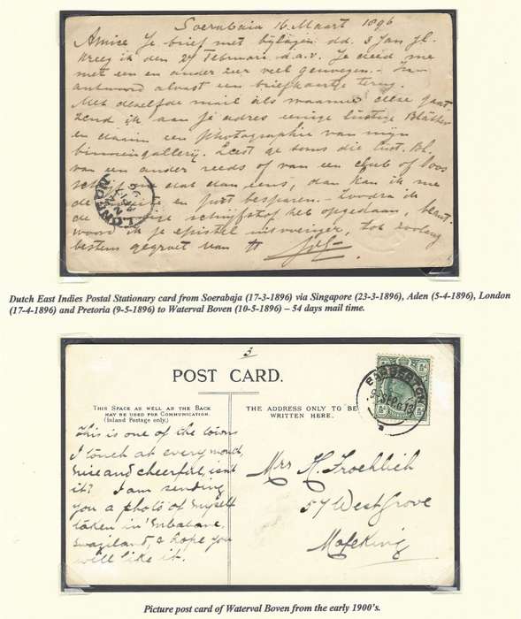 Transvaal: WATERVAL BOVEN from SOERABAJA/SINGAPORE/ADEN/LONDON/PRETORIA. RARE.