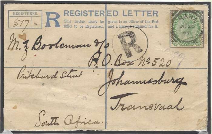 Transvaal Rarity: 1895 SEA POST cover as featured in Mathews' TRANSVAAL PHILATELY.