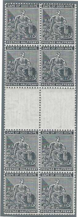 Cape 1884/90 Interpanneau block of 8 superb MNH. SACC 43. See below.