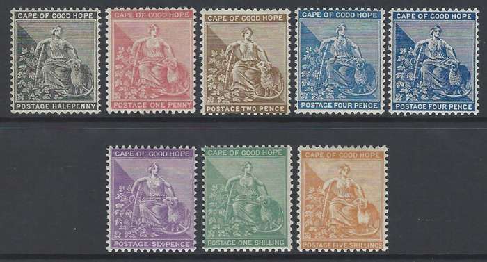 Cape Rectangular: 1884/90 extended set of 8 superb MNH. SACC 43a/9. See below.