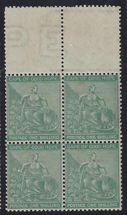 Cape 1889 Superb MNH block SACC 48 with part printer`s wmk. See below.