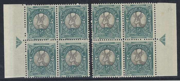 Union 1947 Scarce Issue 16 L & RH ARROW blocks MNH/VFM. UHB 44CB control Ca. See below.
