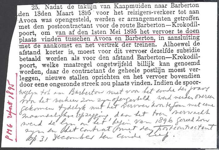 Transvaal post offices: "AVOCA" 1897. Earliest known cds and rare on cover. See below.