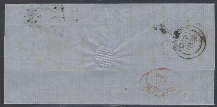 Cape Postal history: Rare 1865 SARON (Putzel RRR) cds wrapper to Cape Town. See below.