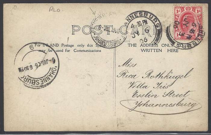 Transvaal: 1906 Scarce RETURNED LETTER OFFICE / JOHANNESBURG cds.