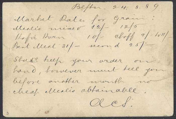 OFS 1889 Rare early 1d stamp Brief Kaart BLOEMFONTEIN  to LEEUVLEY(`EI`).