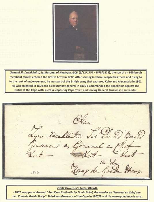 Cape c1807 Rare Governor Baird cover. See below.