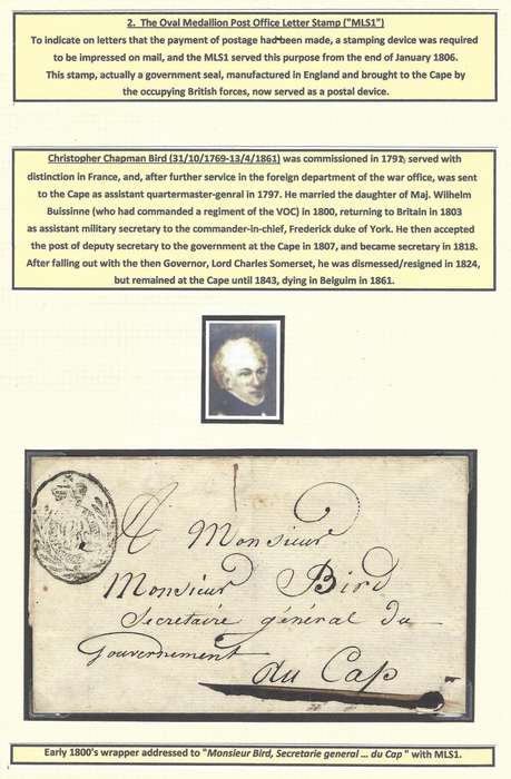 Cape Oval Medallion Post Office Letter Stamp (`MLS1`) and C. C. Bird. See below.