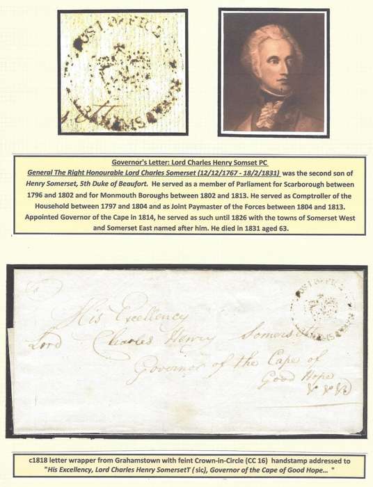 Cape c1818 Governor Lord Charles Henry Somerset wrapper. See below.