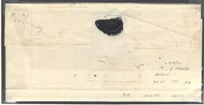 Cape 1820`s wrapper from Bathurst with CC 18 and black wax seal. See below.
