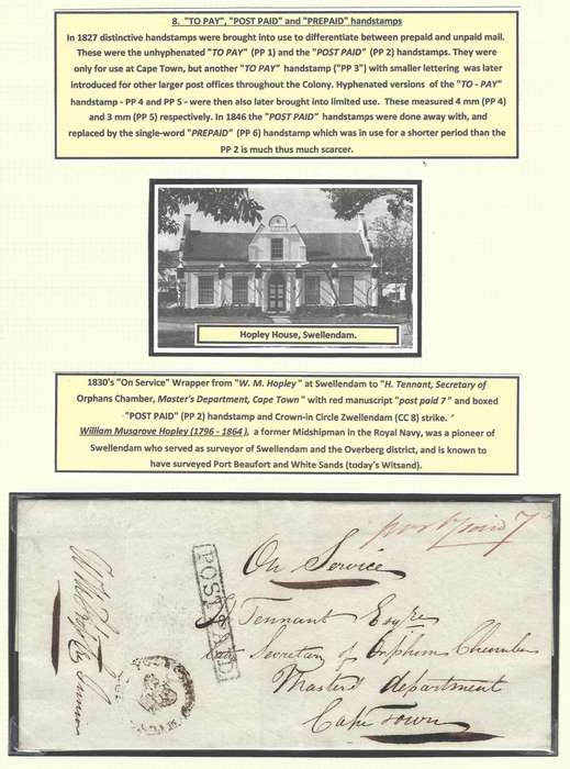 Cape 1830`s historic `On Service` wrapper from Swellendam with CC 8 and `Post Paid` (PP 2) h/stamps.