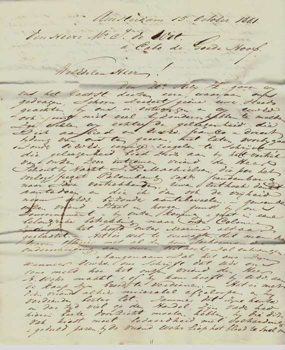 Cape 1841 incoming entire from Amsterdam to Cape Town with DLS 4. See below.