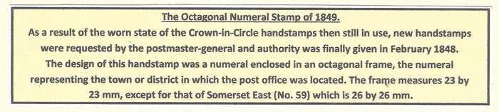 Cape: 1853 (16 April) wrapper from Paarl with number 12.  See below.