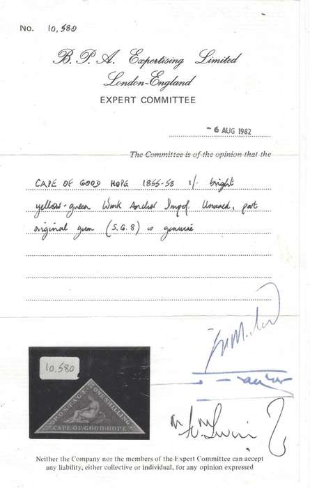 Cape 1858 SACC 8 very fine mint with  BPA certificate. See below.