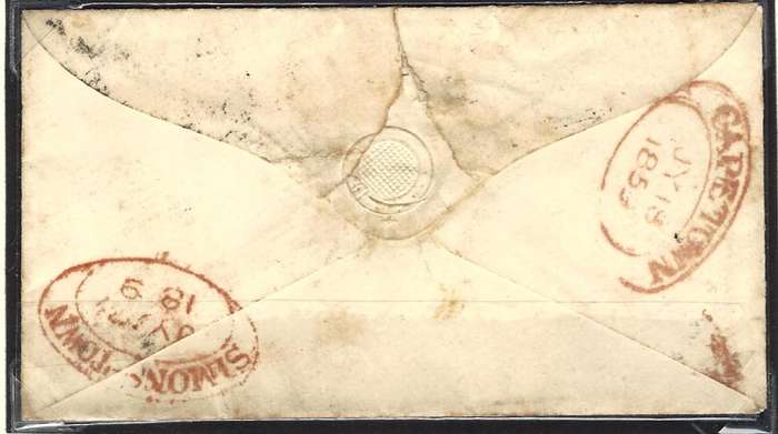 Cape: 1859 (JY  17) historic William Mann wrapper from Simonstown with DTO to Rondebosch. See below.