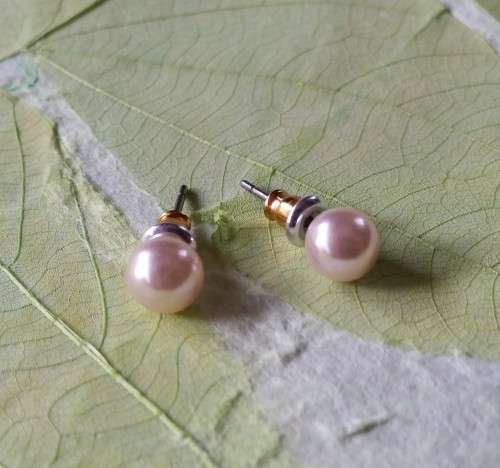 Faux White Pearl Ball Stud Earrings