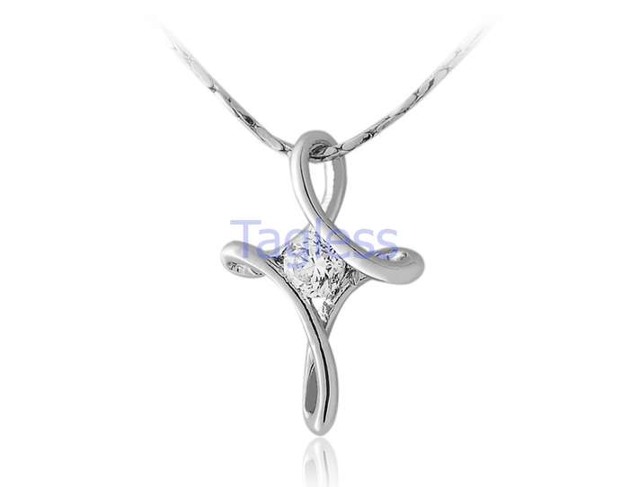 *Beautiful*Cross white gold RGP 18k pendant with free chain