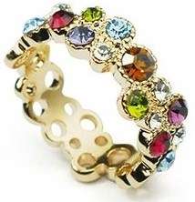 *R350* Local stock, New 18K RGP high quality Summer flower Ring with Genuine Austrian Crystals