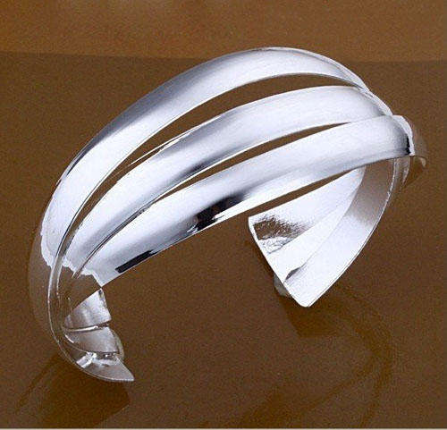 *R350* Local stock, New 925 Sterling silver filled Stamped bangle 3 bangles Linked design