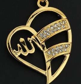 New 18K RGP yellow gold Stunning Ladies Allah pendant with austrian crystals, Comes with FREE chain