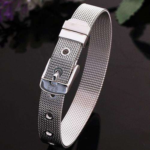 New 925 sterling silver filled belt style ladies bracelet, adjustable, 9mm wide
