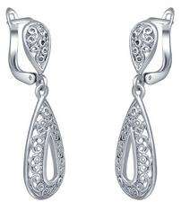 New 18K RGP in white gold, Filigree style water drop earrings