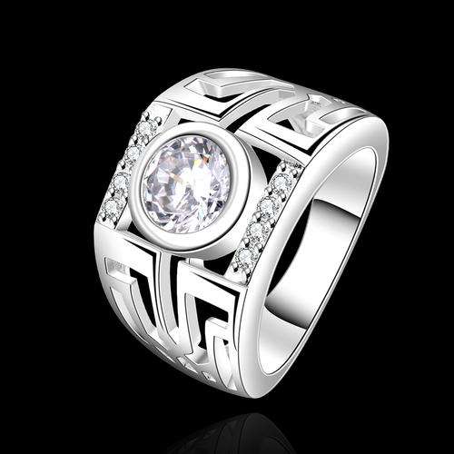 New 925 sterling silver filled Ladies Chunky wedding band style ring with AAA genuine crystals