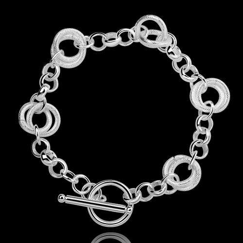 New 925 Sterling silver filled stamped Linked circle design bracelet