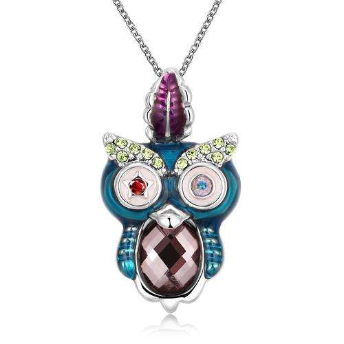 New Unique ladies Owl pendant with multi colored details, Comes with FREE chain