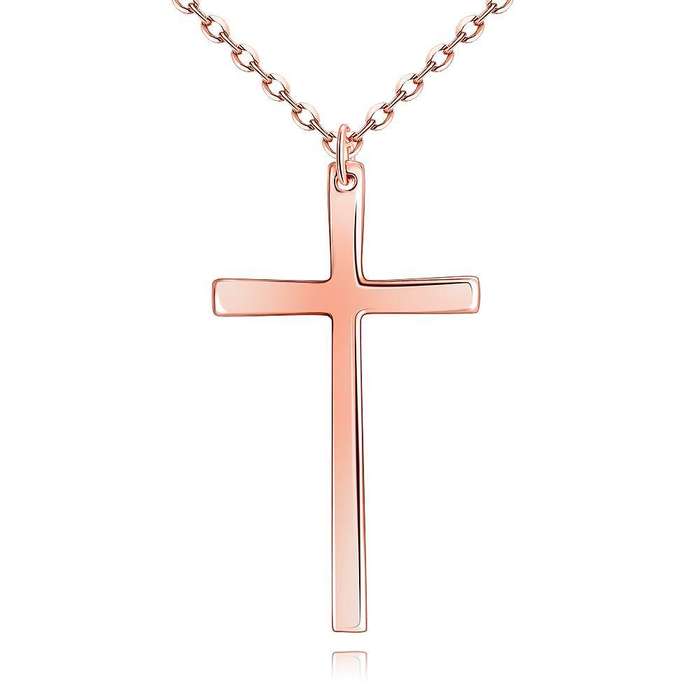 18K RGP in rose gold Elegant Cross Pendant with FREE chain included
