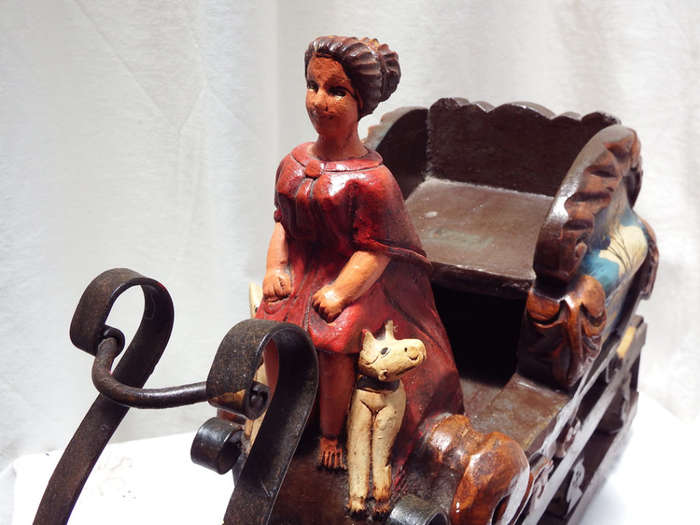 Child's wooden and metal toy doll sledge, Circa 1850-1880 Ref. W-20