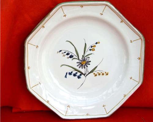 A pair of French provincial faience Botanical plates. 19thCentury. Ref. P/98A+98B