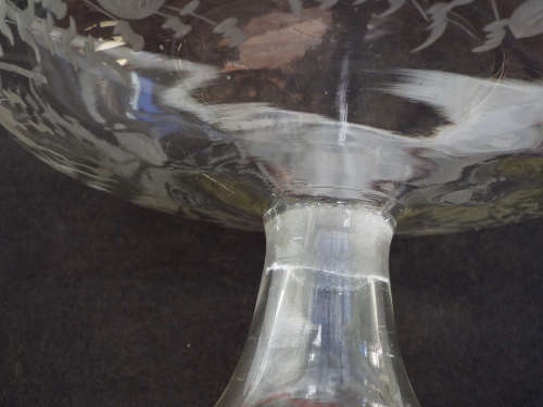 Antique Georgian Engraved hand blown Glass Compote/Centre piece. Ref.GL/9