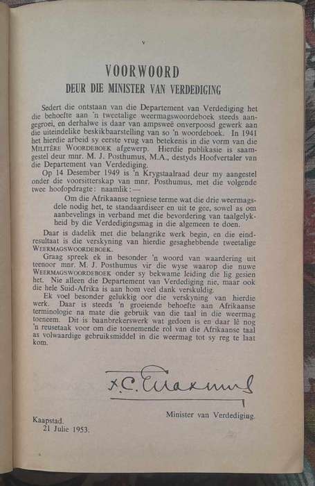 SA ARMY  WEERMAGSWOORDEBOEK **Vintage**