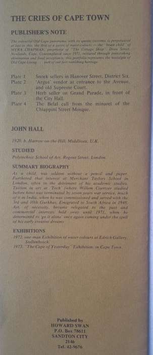 CRIES OF CAPE TOWN **John Hall**