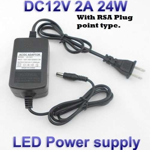 AC/DC ADAPTER POWER SUPPLY/TRANSFORMER IDEAL FOR LED STRIPS: 24W 12V 2A. Collections allowed.