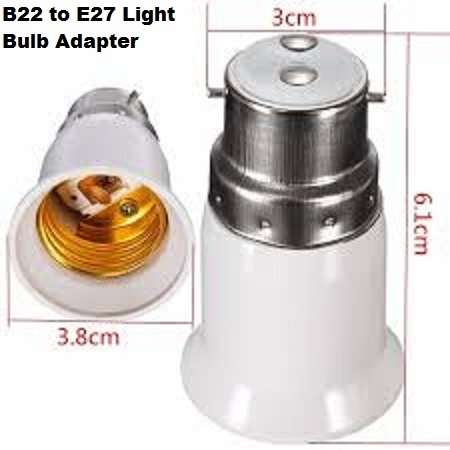 LIGHT BULB SOCKET ADAPTERS / CONVERTERS: B22 TO E27  (New on Bidorbuy). Collections are allowed.