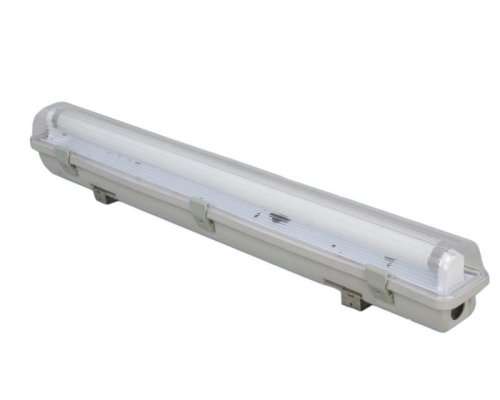 LED T8 FLUORESCENT TUBE FITTING: WEATHERPROOF SINGLE CLOSED CHANNEL 4ft 1200mm. Collections allowed